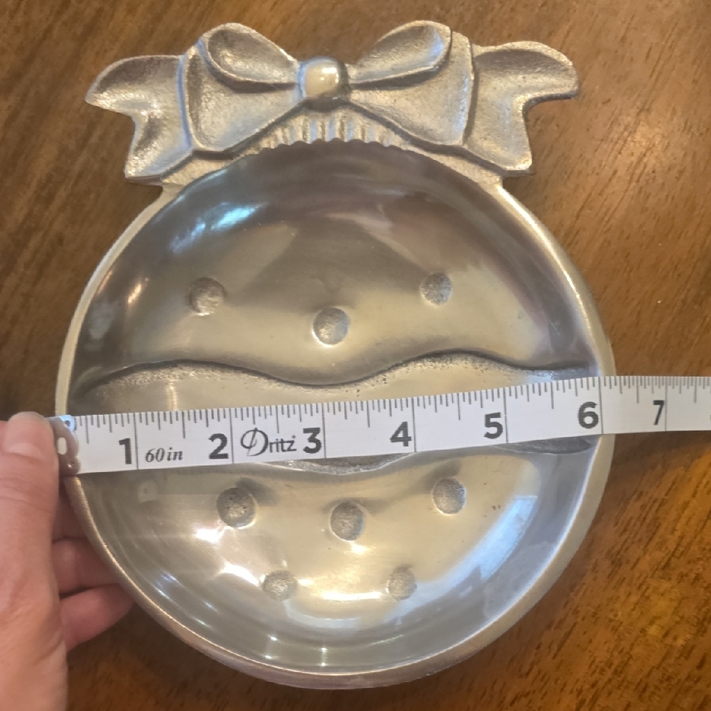 Vintage Pewter Christmas Ornament Candy Dish